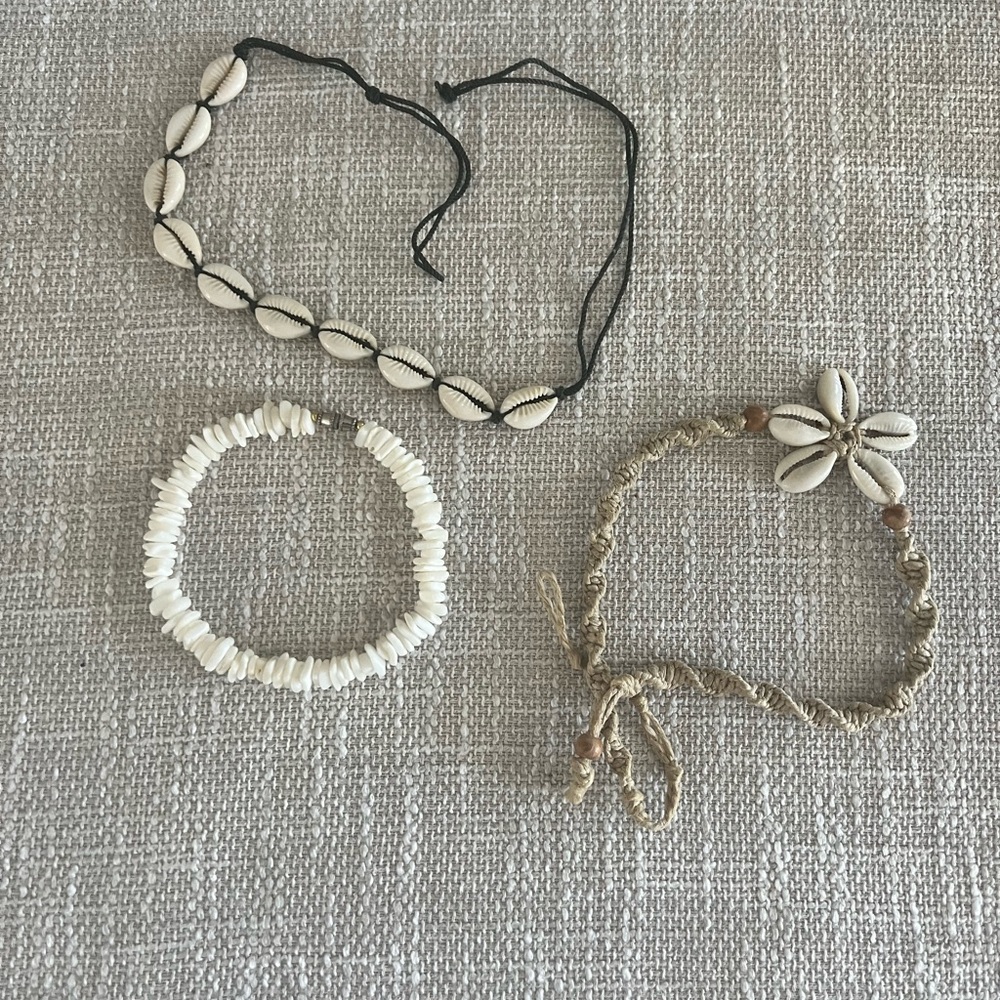 Vintage Puka Shell Chokers and bracelet